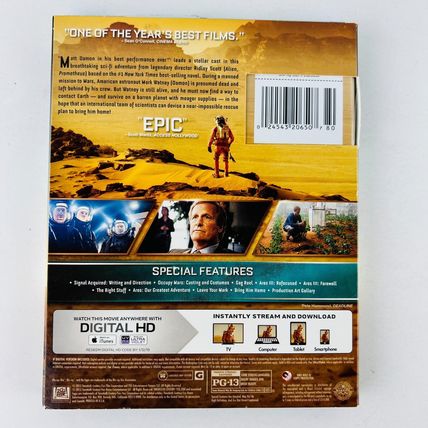 The Martian Blu-ray Disc Matt Damon, Jessica Chastain, Kristen Wiig