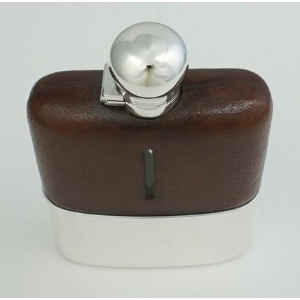 BIG Antique Silver Gilt Glass Pocket Flask, Sheffield 1899, holds 250ml, 604g.