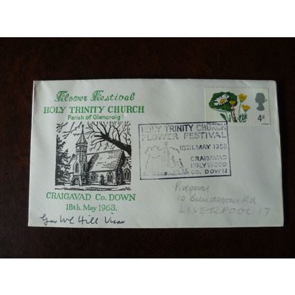 Great Britain 1968 Flower Festival Holy Trinity Church Craigavad Signed Cover