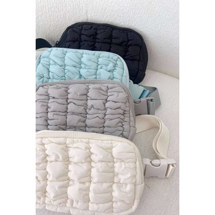 White Quilted Puffer Belt Bag Fanny Pack