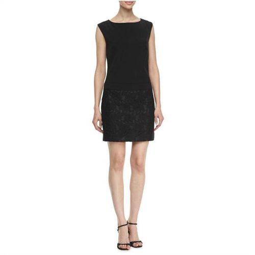 Laundry by Shelli Segal Boat-Neck Wedge Lace Dress Size 4 (Black)