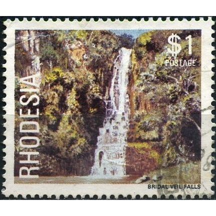 Rhodesia 1978 Waterfalls $1 Bridal Veil Falls Used SG 568 Sc 406 postage stamp