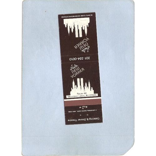 New Jersey Mountain Lakes Matchcover Neils New Yorker Rt 46 w/Services Lis~3478