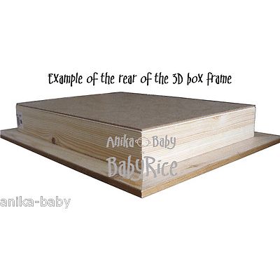 Large 3D Shabby Chic Cream Wood Box Display White Frame Medal Cast Baby Keepsake