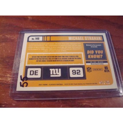 2021 Panini Classics, #'d 40/50 SP, Purple Wave, MICHAEL STRAHAN, Giants