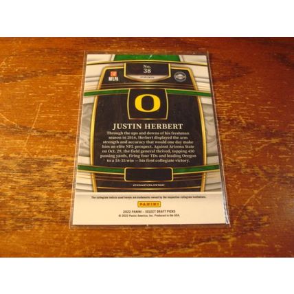 2022 Panini Select Draft Picks, Red Lazer Prizm, Concourse, JUSTIN HERBERT,