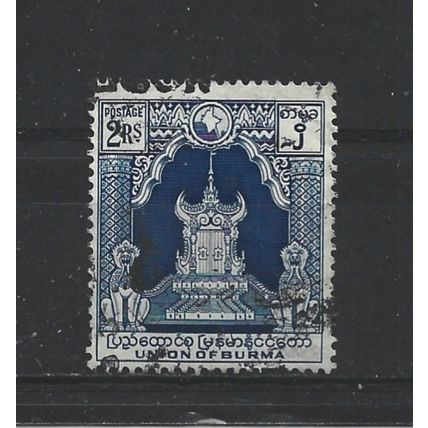 Burma.SG111 2r Lion Throne (Blue).Fine Used.Jul25a
