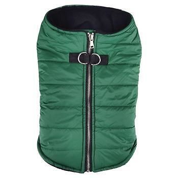 Zip-up Dog Puffer Vest - Dark Green Large