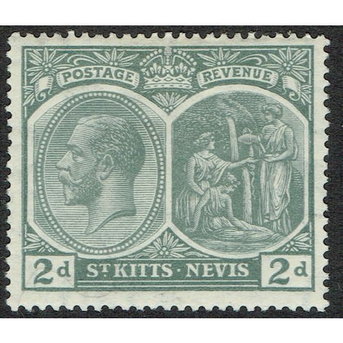 St. Kitts Nevis 1920 2d Slate Grey wmk Mult Crown CA SG27 MM