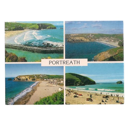 PORTREATH, CORNWALL.. used postcard. multiview 1988 postmark =