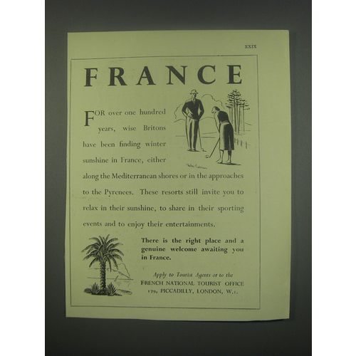 1949 French National Tourist Office Ad - France