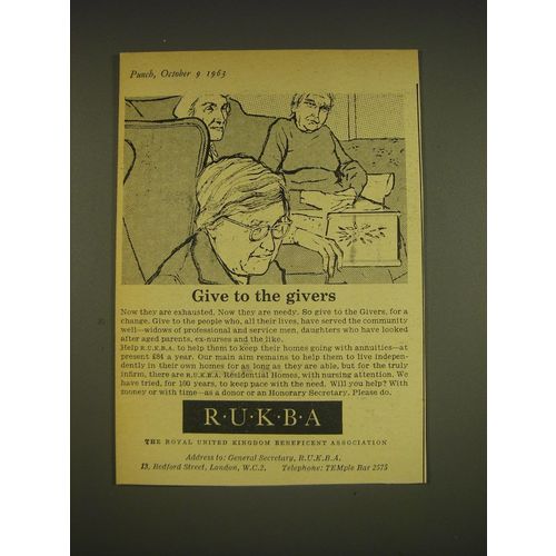 1963 RUKBA Royal United Kingdom Beneficent Association Ad - Give to the givers