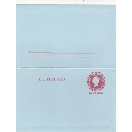 New Zealand 25c Elizabeth II Lettercard Unaddressed VGC