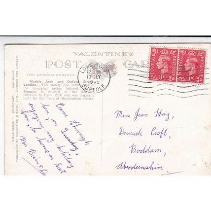 Marble Arch and Oxford Street London Postcard 1949 used VGC
