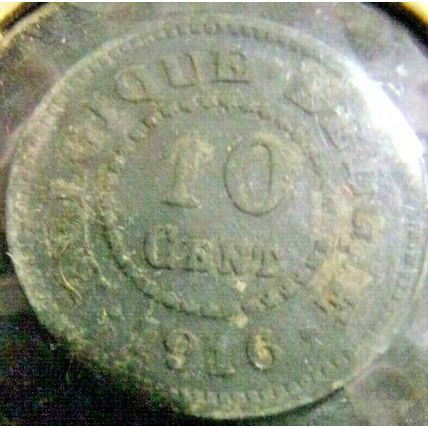 1916 Belgium-10 Centimes-Extra Fine details
