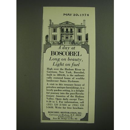 1974 Boscobel Restoration, Inc. Ad - long on beauty, light on fuel
