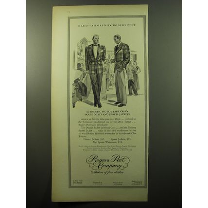 1950 Rogers Peet Dinner Jackets and Sports Jackets Ad - Scotch Tartans