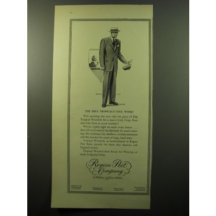 1950 Rogers Peet Tropical Worsted Suits Ad - The true Tropical's cool wool