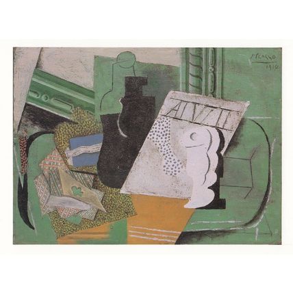 Picasso Playing Pack Of Cards Bottle Packet Of Tobacco Glass Painting Postcard