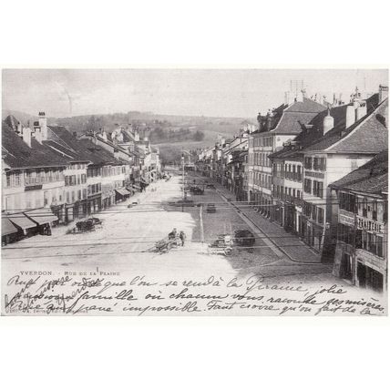 Yverdon Swiss 1900s Cafe Traiterie Telephone Lines Photo Postcard