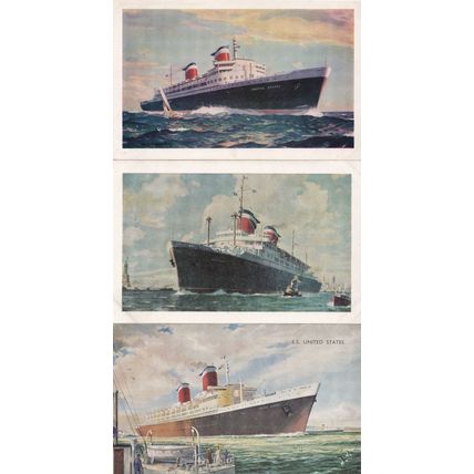 SS America United States Ocean Steamer US Lines 3x Ship 1957 Postcard s