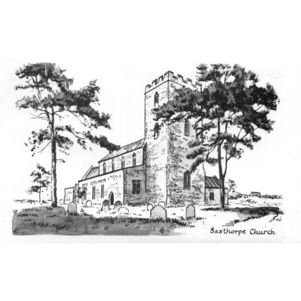 Saxthorpe Church Itteringham Norfolk Painting Postcard