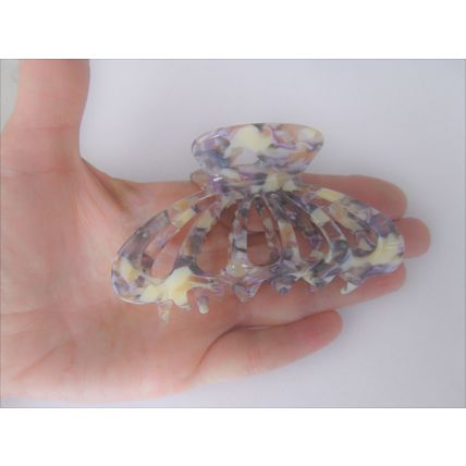Lavender purple creme colorful marbled hair claw clip