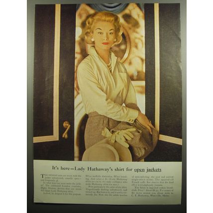 1957 Lady Hathaway Shirts Ad - It's here - Lady Hathaway's shirt