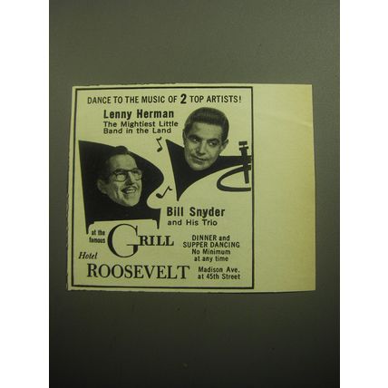 1958 Hotel Roosevelt Ad - Lenny Herman the mightiest little band in the land