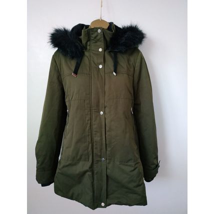 Zara Trafaluc outerwear Khaki zip up Parka coat size large