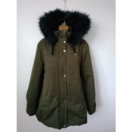 Zara Trafaluc outerwear Khaki zip up Parka coat size large