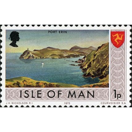Isle of Man 1973 QEII 1p Port Erin Mounted Mint MM SG 13 stamp queen elizabeth