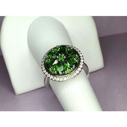 3ct Chrome Diopside Zircon Spinner Halo Ring Sz O Platinum Overlay 925 Silver