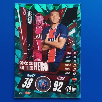 20/21 Match Attax Champions League 2020/2021 Kylian Mbappe Hat Trick Hero HT5