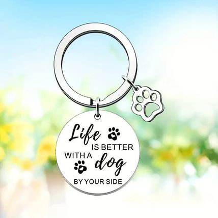 Life is Better With a Dog By Your Side Keyring/Charm/Gift Stainless Steel *UK**