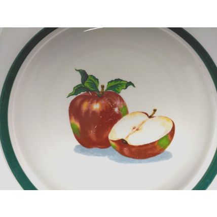 (4) Main Stays Home Ceramic - Salad Serving Plates - Apple Design - Farmhouse