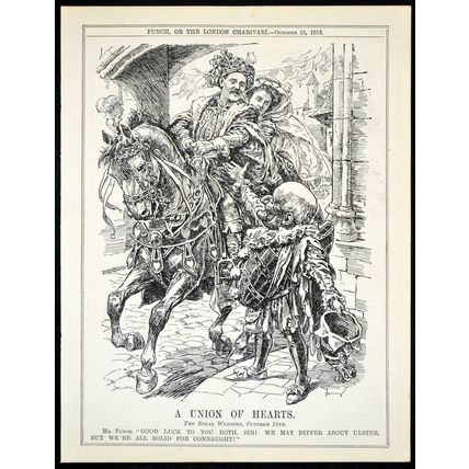 A UNION OF HEARTS 1913 John Bernard Partridge PUNCH CARTOON PAGE