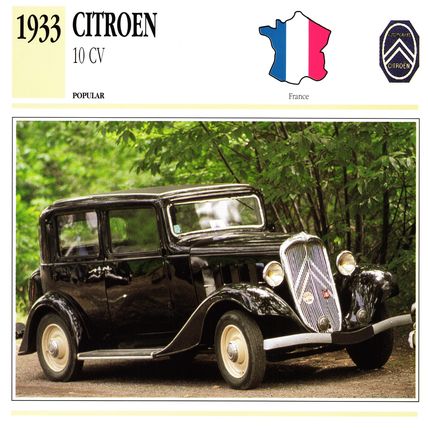 Collectors Club card. Classic Cars. Citroen 10CV