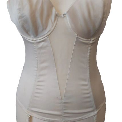 Cream Corset Bustier Burlesque Basque Lace Suspenders cream lingerie S XS 8 34B