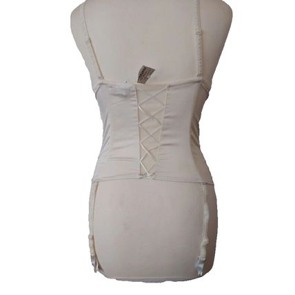 Cream Corset Bustier Burlesque Basque Lace Suspenders cream lingerie S XS 8 34B