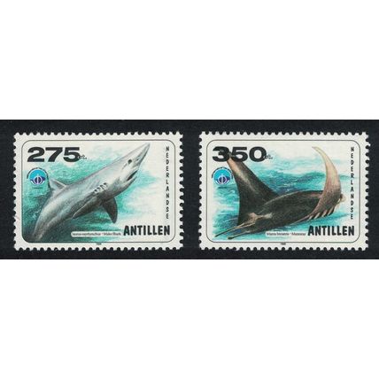Neth. Antilles Mako Shark Manta Ray Fish 2v 1998 MNH SG#1302-1303