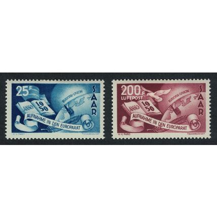 Saar Saar's Admission to Council of Europe 2v 1950 MH SG#294-295
