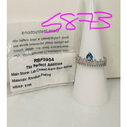 Bomb Party Ring Sz7 RBP5954 Perfect Addition LC Aqua Blue Spinel Rhodium Pl