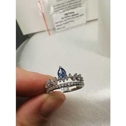 Bomb Party Ring Sz7 RBP5954 Perfect Addition LC Aqua Blue Spinel Rhodium Pl