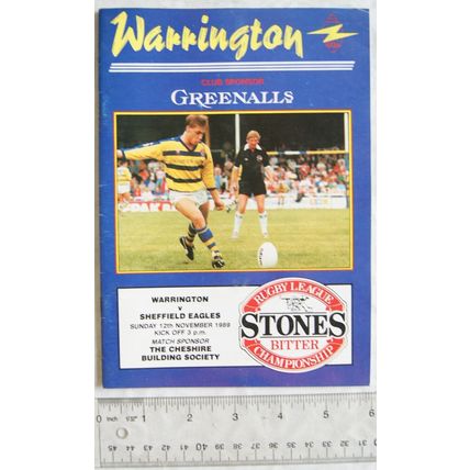 1989 programme Warrington v. Sheffield Eagles