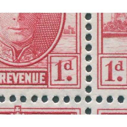 Dominica 1946 1d carmine Scratched value tablet SG110a unused block x4