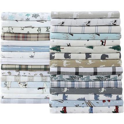 Eddie Bauer - Queen Sheet Set, Warm Breathable Cotton Flannel Bedding with Deep