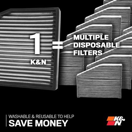 K&N LIFETIME Cabin Air Filter: Premium, Washable, Clean Air for Your Cabin: Comp