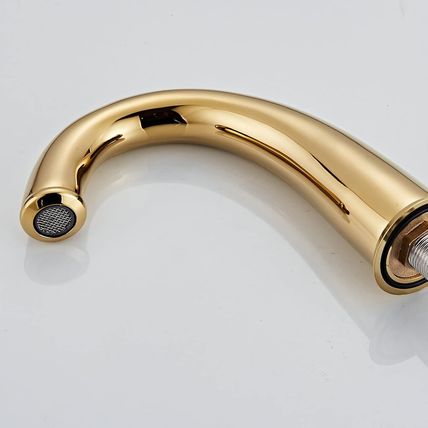 Beelee Gold Solid Brass Widespread Bathroom Faucet 3 Hole Two Handle Deck Mounte