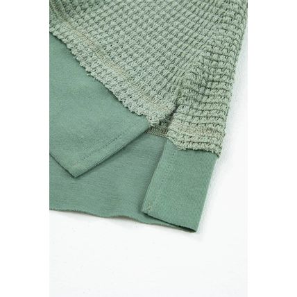 Sea Green Scoop Neck Waffle Knit Flowy Vest